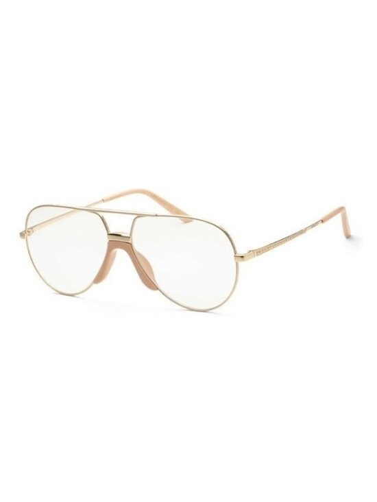 New GUCCI UNISEX AVIATOR GOLD GOLD TRANSPARENT SUNGLASSES GG0432S-30006312-001